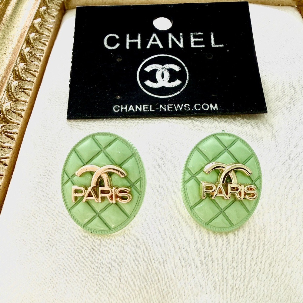 Green and Gold Paris Earrings